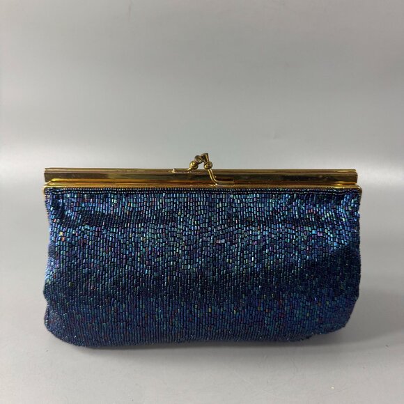 Ellegent Saks Fifth Avenue Beaded Evening Bag/Clutch  in Blue - Picture 1 of 15